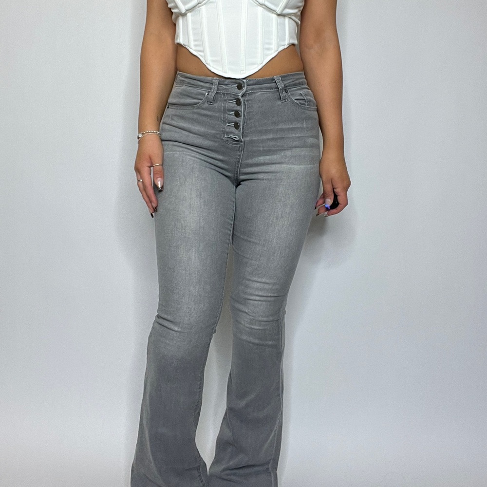 Grey flared jeans - Picture 2 of 6